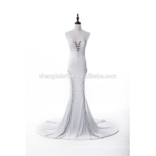 White Crystal Fishtail Evening Dress Vestido de noite Evening Prom Dress Party Dress